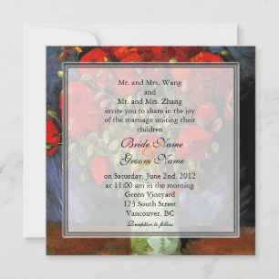 Convite de casamento de papoulas vermelhas florais