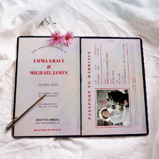 Convite de Casamento de Passaporte de Destino de v