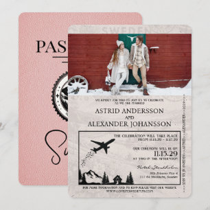 Convite de Casamento de Passaporte de Suecia Rosa