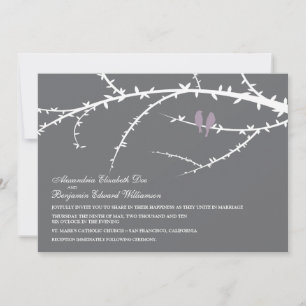 Convite de Casamento de Pássaros Apaixonados (lava