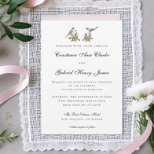 Convite de Casamento de Pássaros de Amor
