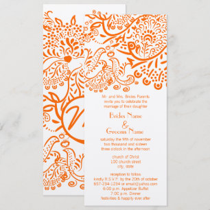 Convite de Casamento de Pássaros do Amor Laranja
