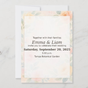 Convite De Casamento De Pastel Floral Watercolor