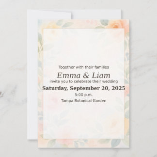 Convite De Casamento De Pastel Floral Watercolor |