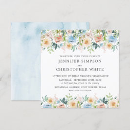 Convite De Casamento De Pastel Garden Floral Squar