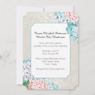 Convite De Casamento De Pastel Hydrangeas Chic
