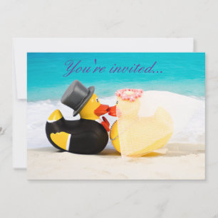 Convite de casamento de patos na praia - Casamento