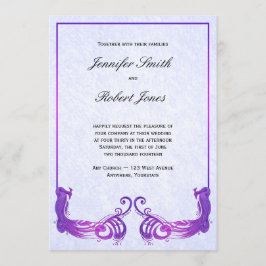 Convite De Casamento De Pavão De Vintage Roxo