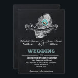 Convite de casamento de pavão Vintage Chalkboard<br><div class="desc">Convites de casamento de pavões Vintage Chalkboard Produtos correspondentes também disponíveis.</div>