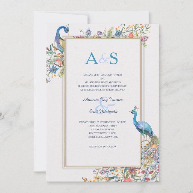 Convite de Casamento de Pavões (Frente)