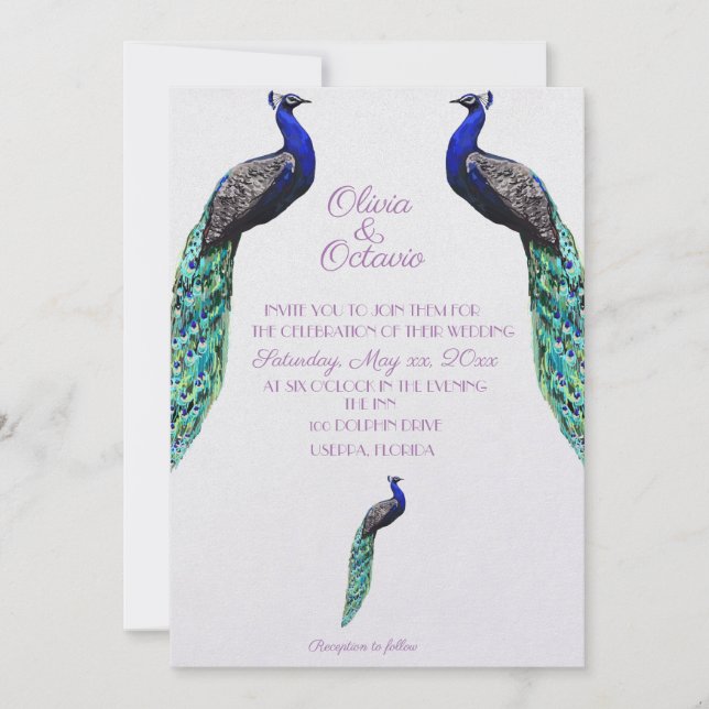 Convite de Casamento de Peacock (Frente)