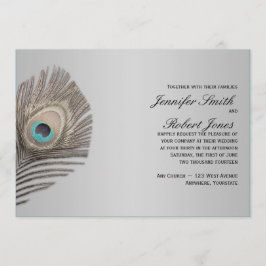 Convite De Casamento De Peacock De Silver Elegance