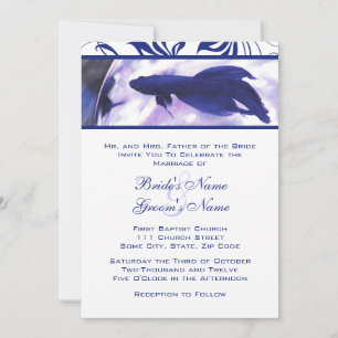 Convite De Casamento De Peixes De Betta Azul