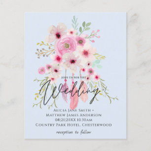 Convite De Casamento De Penas Florais Mauve BOHO R