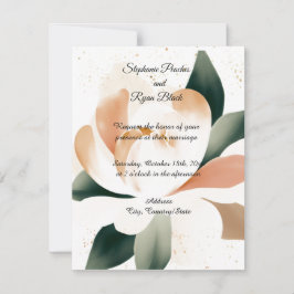 Convite de Casamento de Peônia em Aquarela Simples