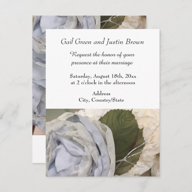 Convite de Casamento de Peonies (Frente/Verso)