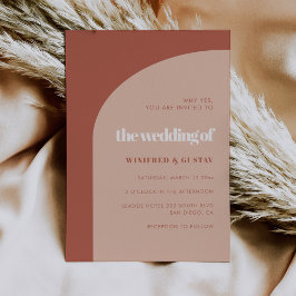 Convite de casamento de pêssego chic terracotta
