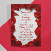 Convite De Casamento De Pétalas Vermelhas Glamoros