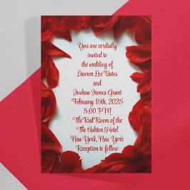 Convite De Casamento De Pétalas Vermelhas Glamoros