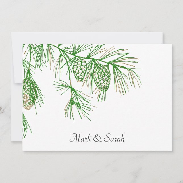 Convite de Casamento de Pine Verde (Frente)