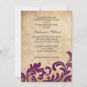 Convite De Casamento De Plum Vintage Floral