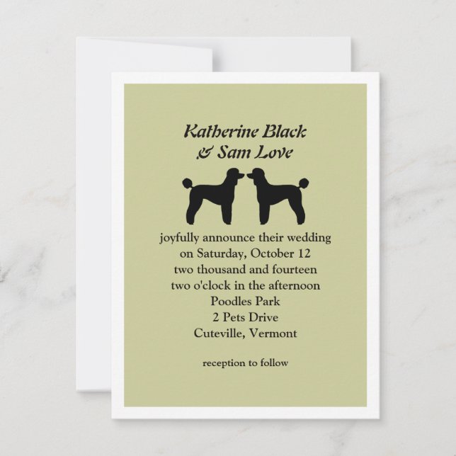 Convite de Casamento de Poodles Padrão (Frente)
