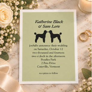 Convite de Casamento de Poodles Padrão