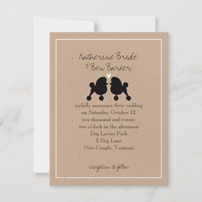 Convite de Casamento de Poodles Toy Elegantes (Frente)
