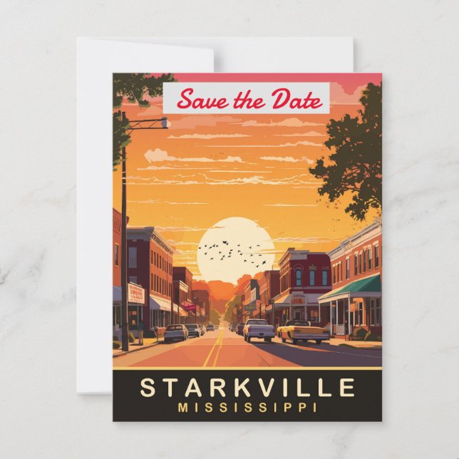 Convite de casamento de pôr do sol em Starkville M (Frente)