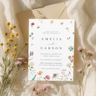 Convite de Casamento de Prado de Flores Silvestres