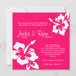 Convite De Casamento De Praia A Rosa De Flor De Hi