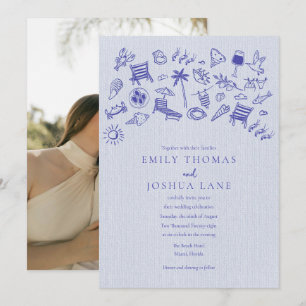 Convite de Casamento de Praia com Foto Casual Cost