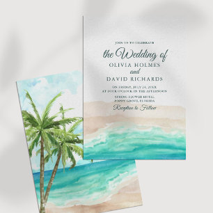 Convite de Casamento de Praia com Oceano Costeiro 