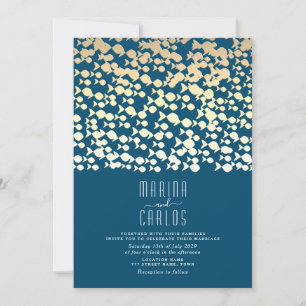 Convite de Casamento de Praia com Padrão de Peixe