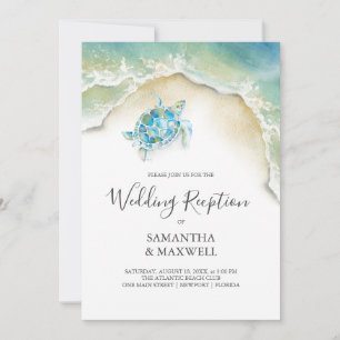 Convite de Casamento de Praia com Tema de Tartarug