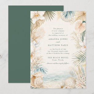 Convite de Casamento de Praia Costeira Elegante