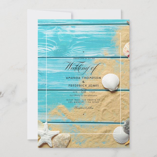 Convite de Casamento de Praia de Verão Rústico Tur (Frente)