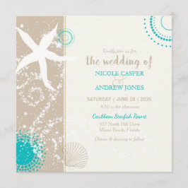 Convite de Casamento de Praia Festivamente Chic