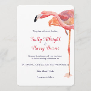 Convite De Casamento De Praia Flamingo Flamingo, C