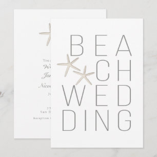 Convite de Casamento de Praia Minimalista Branco C