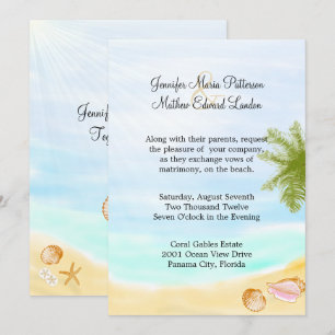 Convite de Casamento de Praia Tropical de Na moda