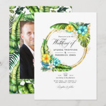 Convite de casamento de praia tropical de verão co