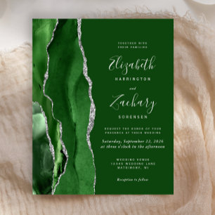 Convite de Casamento de Prata com Ágata Verde Caça