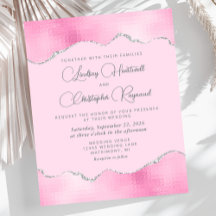 Convite de casamento de Prata Rosa-Glam-Glama