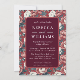 Convite de Casamento de Primavera com Peônias Boho