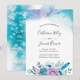 Convite de Casamento de primavera floral em roxo e