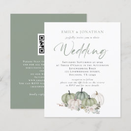 Convite de casamento de QR para Pumpkins Florais