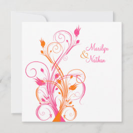 Convite De Casamento De Quadrado De Flor Branco Co