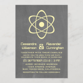 Convite de casamento de quadro atômico amarelo