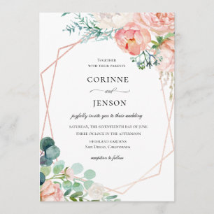 Convite De Casamento De Quadro Floral De Verão